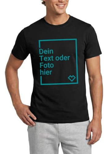 Custom Herren T-Shirt Bedrucken Lassen Mit Foto & Text Selbst Gestalten | Männer T-Shirt mit Wunschmotiv | Custom Männer Tshirt mit Rundhalsausschnitt