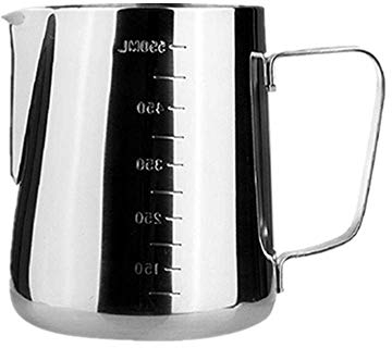 Iwinna Milk Frothing Jug, Stainless Steel Milk Cup Milk Frothing Pitcher for Making Coffee Cappuccino Frothing Milk Coffee Machine (550ml)
