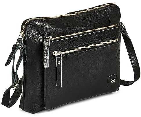 Wise Owl Accessories Kleine Umhängetaschen & Geldbörsen aus weichem gekrispeltem Echtleder - Triple Zip Premium Sling Frequenzweiche Umhängetasche für Damen