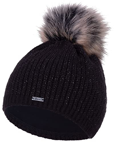 Faera Mütze Damen Glantzgarn Bommelmütze Wintermütze Leichter Glitzer gefüttert Winter Futter Beanie Mädchen 77