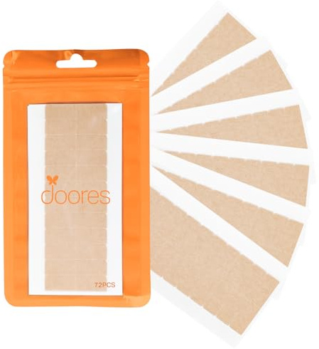 DOORES Cinta Adhesiva de Pelo Doble Cara Invisible y Sin Residuos para Extensiones de Cabello, 72 Piezas(4 x 1 cm)