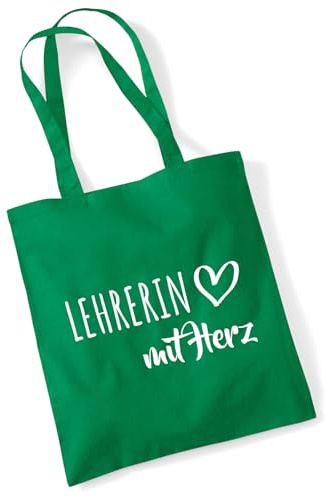 Huuraa Jutebeutel Lehrerin mit Herz Geschenk | Baumwollbeutel 10 Liter Stoffbeutel Beutel aus Baumwolle Tasche Geschenkidee Einkaufstasche Langen Henkel