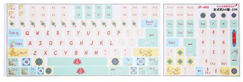 ciciglow Keyboard Stickers, 2Pcs Universal Mechanical Keyboard Skin Frosted Cute Cartoon Stickers for 84-108 Key Keyboard