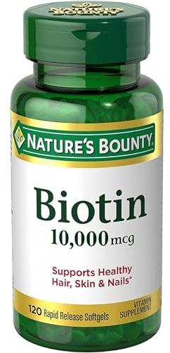 Nature's Bounty Biotin 10000 mcg, Supports Healthy Hair - Skin and Nails - Rapid Release Softgels - 120 Ct