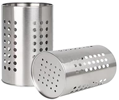Pamtns 2 Stück Besteckhalter Edelstahl Küchenutensilienhalter Besteckkorb Küchenhelfer Aufbewahrung Utensilienablage Besteckbehälter Gastronomie Küchenutensilien Organize Silber