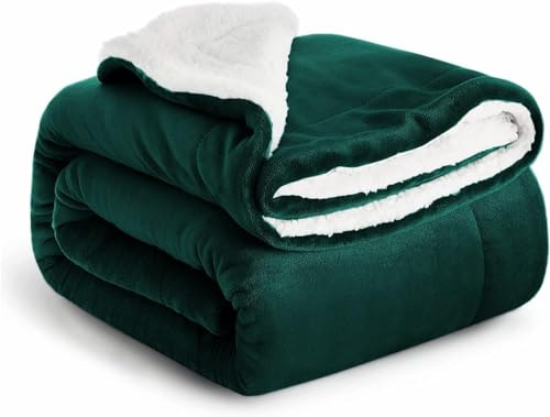 IR Imperial Rooms Sherpa Fleece Blanket Bed Throws Blankets For Sofas Soft Fluffy Thick Travel Blanket Reversible Microfiber Throw (Emerald, Single/Throw (130 x 150 Cm))