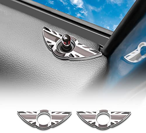 KUNGKIC Lot de 2 anneaux autocollants pour serrure de porte de voiture-Accessoire de décoration-Pièces intérieures de voiture pour Mini Clubman Cooper R55 R56 R57-Logo de serrure de porte(type A)