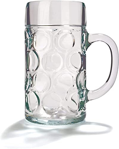 Hyper Mart Classic Glass Beer Mugs Various Pub Bar Style Tankards Stein Glasses - Set of 2 (Stein - Half Pint)