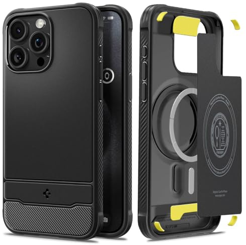 Spigen Rugged Armor MagFit Case for iPhone 15 Pro, Compatible with MagSafe Accessories - Matte Black