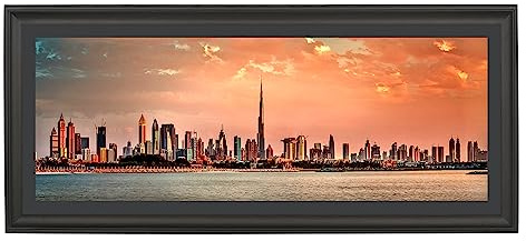 LTYHHK 10x24 Panoramic Picture Frames Solid Wood with 8x22 Black Mat, Displays 8x22 with Mat or 10x24 Inch without Mat, 10x24 Poster Frame 8x22Photo Frames Family Wall Black (L23B1024B822)