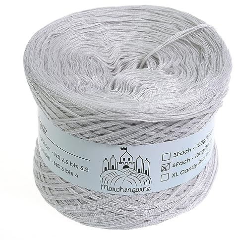 Bobbel einfarbig 100g - 380m 4 fädig Bobbel Wolle Farbverlaufsgarn handstrickgarn stricken häkeln (Hellgrau)