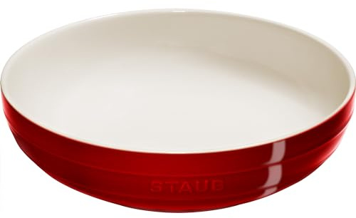 STAUB Auflaufförmchen aus Steingut, Keramik, 29,2 cm, flache Servierschale, Kirschrot