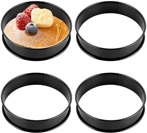 DAJAVE 4 Stück Pancake Form Ringe 10.5x2.5cm Tartelette Förmchen Edelstahl Spiegeleierformen für die Pfanne Spiegeleiform, Pancake Form für Pfanne Perfekte Englische Muffins mit Antihaftbeschichtung