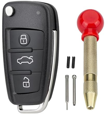 GZXNKEY Audi A2 A3 A4 A6 A6L A8 Q7 TT S6 Schlüsselanhängergehäuse aus Kunststoff für Auto mit Entnahmewerkzeug zum Austausch der Schlüsseleinsätze
