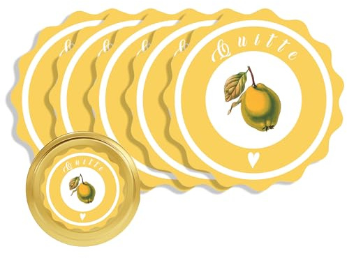Apoidea – Marmeladen Etiketten selbstklebend 36 Stück/hochwertige Etiketten für Marmeladengläser/Aufkleber Marmeladengläser/Runde Etiketten selbstklebend Marmelade - Quitte