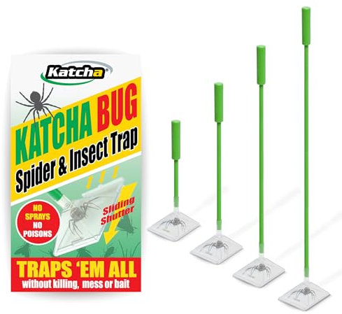 Katcha Spider & Bug Trap Bug Spider Catcher, Crawling Insect Spider Beetle Cockroach Wasp Bee Fly Traps them all (2 Piece Handle, 1 Pack)