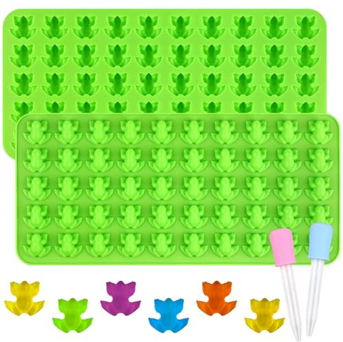 Sakolla Lot de 2 moules en silicone pour bonbons en forme de grenouille, chocolat, bonbons et menthes