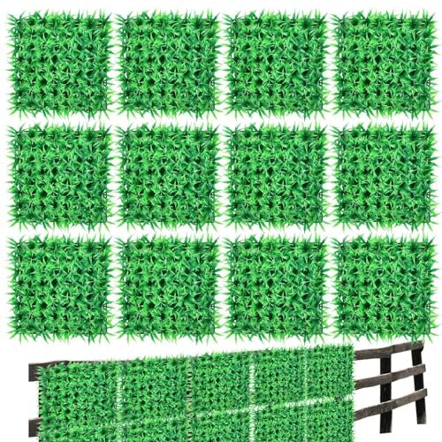 Künstliche Hecke, grüne Wandpaneele, 25,4 x 25,4 cm, künstliche Buchsbaumpaneele, Heckenpflanzen-Hintergrund, Sichtschutz für Außen, Innenbereich, Garten, Zaun, Hinterhof-Dekoration