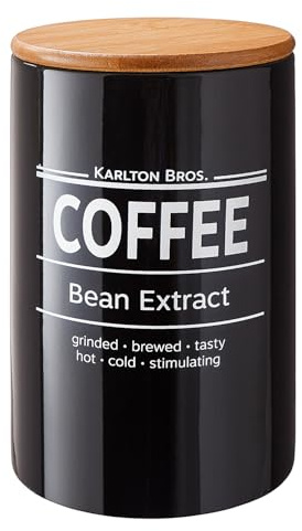 BUTLERS Kaffeedose 1,1l Porzellan - KARLTON BROS. - | Farbe Schwarz - 1,1 l - Kaffeebehälter für Kaffeebohnen & Pulver - Vorratsdose zur Frischhaltung - Skandinavisches Design