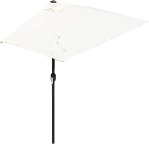 Demi-Parasol – Parasol de terrasse de 2 m avec manivelle Facile à Incliner – Demi-Parapluie extérieur – Petit auvent pour Balcon, Table ou terrasse, Blanc