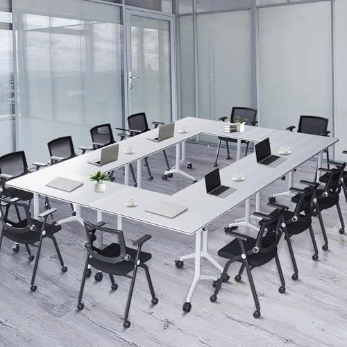 Rechteckiger Konferenzraumtisch mit Klappdeckel, Metallrahmen, quadratischer Besprechungstisch, beweglicher Computertisch für Heimbüro, Training, moderner Konferenztisch für Büro, Konferenzraum