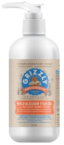 Grizzly Pet Products Olio di Salmone Selvatico Alaska per cani da 250 ml