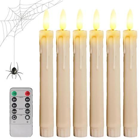 Candele natalizie a LED con telecomando, 6 candele in vera cera con fiamma tremolante, funzionamento a batteria e timer, candele finte a LED, candelabri elettrici, candele a LED, candele a maiale