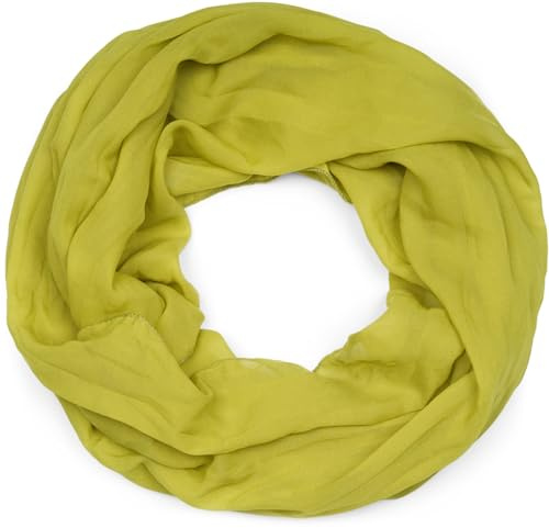 styleBREAKER Lightweight Solid Color Loop Neck Scarf, Summer Sheer Material, Silky Neckwear for Men & Women, Soft, Airy, Fashionable, 77x46 cm, Kiwi green