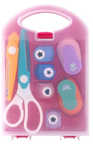 8pcs Ensemble de Formes de Perforatrices Artisanales pour Enfants, Ensemble de Bricolage Créatif pour Enfants avec Ciseaux Fleur Étoile Papillon Cœur Perforatrice Papier Enfant