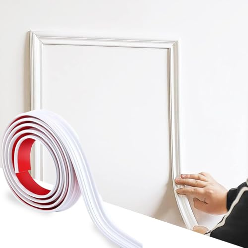 TPE Self-Adhesive Wall Moulding Panels Kit - 1.26 x 9.84 Ft Peel and Stick Wall Trim for Chair Rail, Mirror Frames, Wall Protection, and DIY Home Decoration