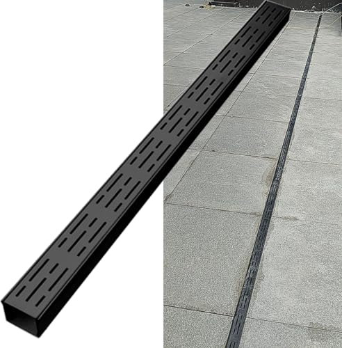 Entwässerungsrinne Ablaufgitter Entwässerungsgraben Für Auffahrt Hof, Außenbereich Entwässerungsrinne Mit Metall-Gitterrost, 35mm 50mm 70mm 100mm Breit Schlank Entwässerungsrinne(WxH-7x3cm/2.7x1.2in)