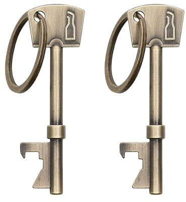 kwmobile Llavero de Llave Abrebotellas (Set de 2) - Llavero con Forma de Llave Abre Botella para Botellas de Cerveza - Bronce