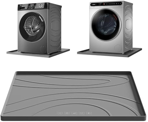 Washing Machine Drain Pan Silicone mat – 26.5x26.5 Inch Non-Slip Waterproof Washer Drip Tray, Anti-Vibration Soft Mat for Under Dryer or Washer, Floor Leak Protector for Laundry Room
