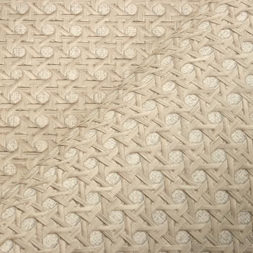VEELIKE Papier Peint Rotin Brun Taupe Papier Peint Tissu Rotin Marron Non Texturé pour Chambre Salon 40 cm × 300 cm Revetement Adhesif Meuble Salle de Bain Cuisine Armoires Imperméable Amovible