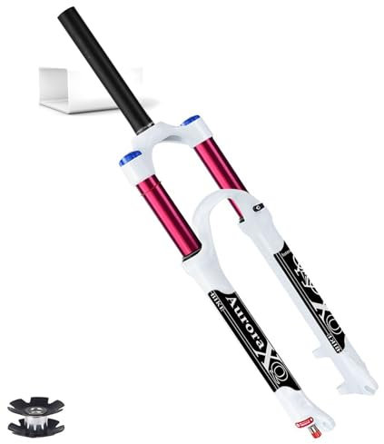 LYYCX AuroraXQ Fourche Avant VTT 26/27,5/29 Pouces, Débattement 140mm Droite/Conique Réglage du Rebond Fourche Vélo en Alliage de Magnésium for VTT(Straight Manual,27,5 Pouces)