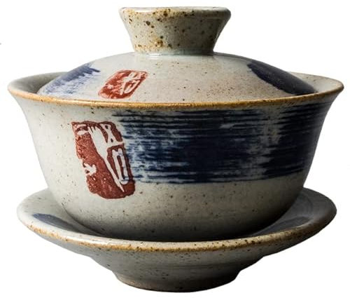 Sopera de cerámica Gaiwan Pintada con Tapa, Juego de té para Ceremonia del té Kung Fu, Tazas de café, Cuencos, Chawan Vintage de 150 ml