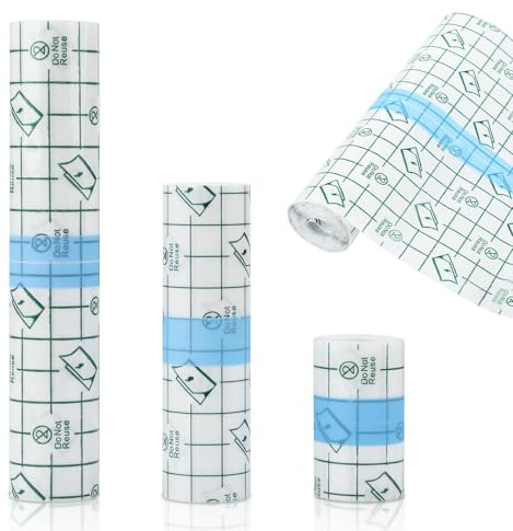 Tattoo Folie 3 Rollen (15 cm/10 cm/5 cm x 2 m), Wasserdicht Transparent Klebebandage Tattoo Pflaster, Heilung Second Skin Tattoo Abdeckung für Dusche, Schwimmen, Hautschutz