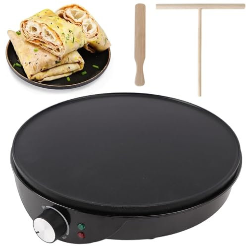 Fabricante De Panqueques Eléctricos Y Creador De Crepe, Superficie De Cocción Extra Grande De 12 Pulgadas, No Palo, Fácil Limpieza | Incluye Utensilios, Panqueques, Crepes