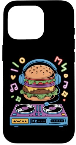 Dj Food Burger Avec Casque Et Platines Pour Les Fêtes Coque pour iPhone 16 Pro