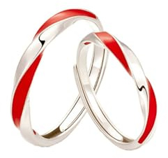 BCughia Anelli Filo Rosso del Destino Coppia, Anello Donna Argento 999 Infinito Mobius Anelli Fidanzamento Regolabili