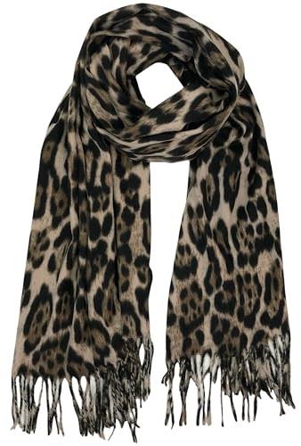 Walniverse Leopardenmuster Schal Damen XXL 200x70 cm, Modischer Leo Print Winterschal für Frauen, Weiches Tuch aus 100% Viskose für Herbst, Winter & Frühling