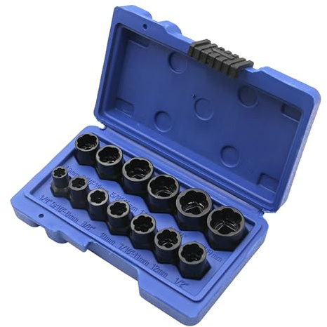 Renchey Juego de Extractor de Tornillos Easy Out, Juego De 13 Extractores Para Pernos Dañados, Herramientas Ergonomicas Antideslizantes Para Extraccion Por Induccion En Ruedas Ejes Coche Mecanico