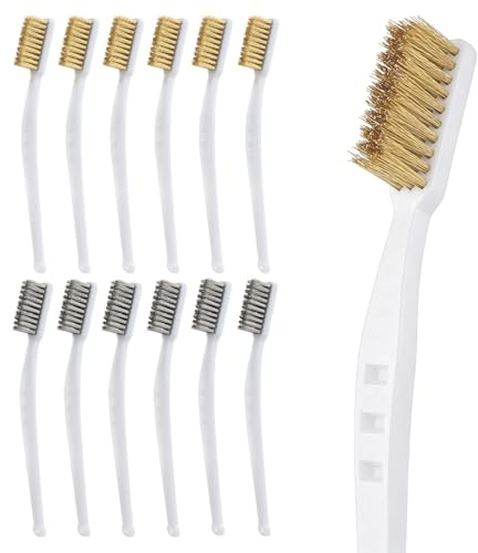 Cepillos de Alambre, 12 Pcs Mini Cepillo de Alambre, Juego de Cepillos de Alambre, Acero Inoxidable/latón, Para Limpiar Escoria de Soldadura, Suciedad Grasa, Óxido y Polvo