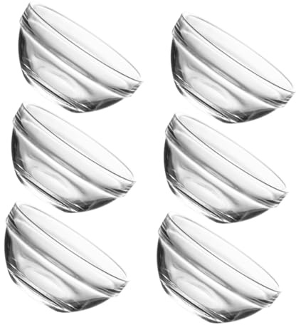 SHINEOFI Bols Ronds en Verre Transparent 6 Pièces, Saladiers en Verre | Empilables, Surface Lisse et Résistante à Chaleur, pour Salade et Glace, Saladier Plastique Transparent