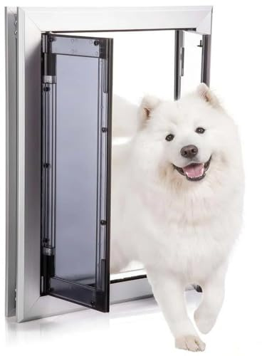 Mixtric HaustiertüR aus Aluminium mit Paneelen, Hundeklappe mit Automatisch SchließEnden Magnetklappen, Einschubpaneel und Sicherheitsverriegelung, für TüRen, Fliegengitter, WäNde