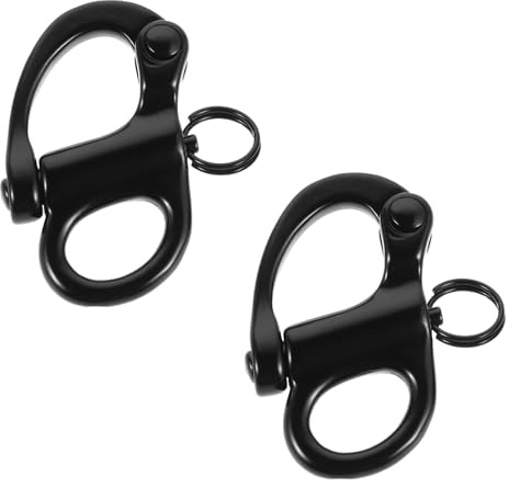 MOTHNUR Lot de 2 Manilles à Ressort Marine en Acier Inoxydable 69 Mm, Manilles Pivotantes Noires pour Gréement de Bateau, Fixations Nautiques Résistantes la Corrosion, Accessoires Voile