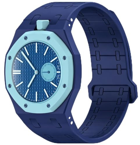 KingFan flerfärgat magnetiskt integrerat klockarmband i silikon, kompatibelt med AP x Swatch Royal Pop Co-branded klocka, 3 O'Clock Direction Mod ersättningsrem, ett stycke magnetiskt handledsarmband
