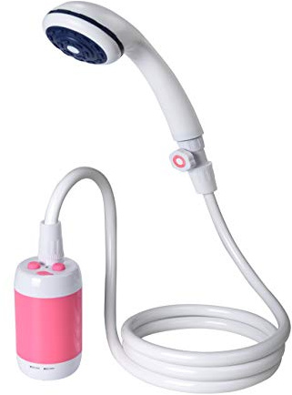Camping Shower, Portable Shower, Outdoor Shower, Handheld Electric Shower, Water Flow Stalls Adjustment, 4800 mAh Battery, Flow Contol and Shut Off Valve for Showering, Washing, Cleaning, etc. (Pink)