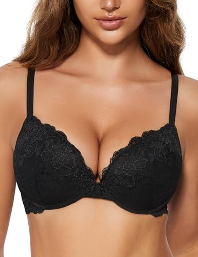 Wingslove Soutien Gorge Femme avec Armature Push Up Rembourré Dentelle