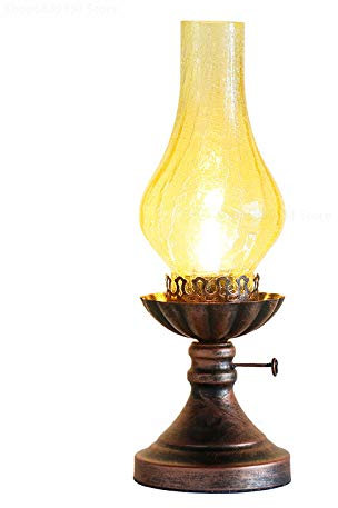 Old-fashioned kerosene lamp, tea room, tea table, bedroom bedside, creative American classical study, bed and breakfast decoration, retro table lamp (Color : Yellow)